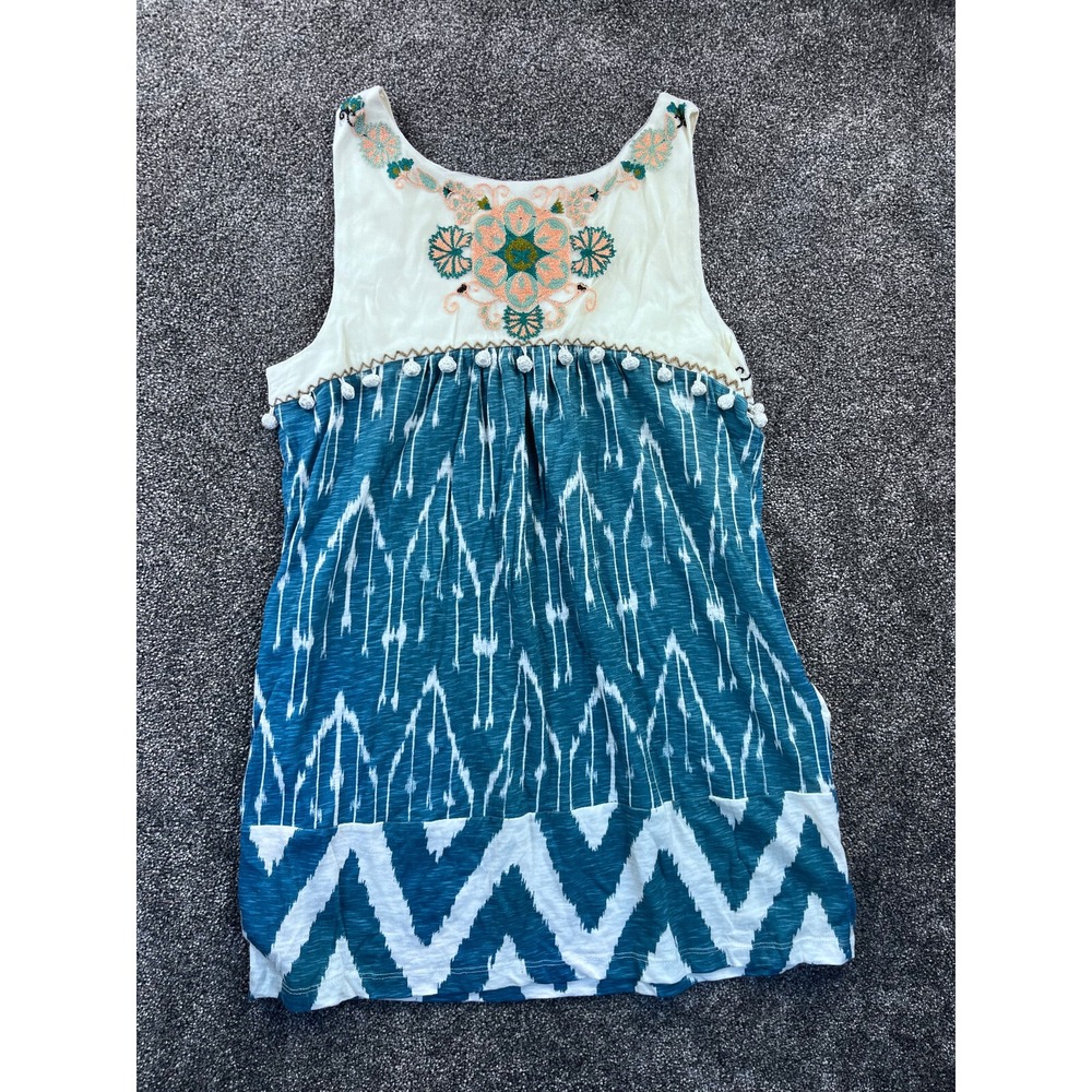 Anthropologie Tunic Tank Top Womens XS Floreat Cascata Embroidered Floral